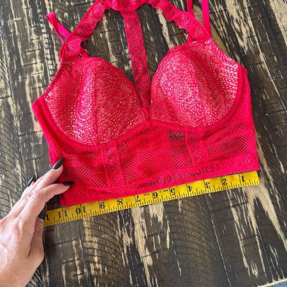 💫 VICTORIA’S SECRET Red Lace Longline Bra – Size 34C - Picture 16 of 17